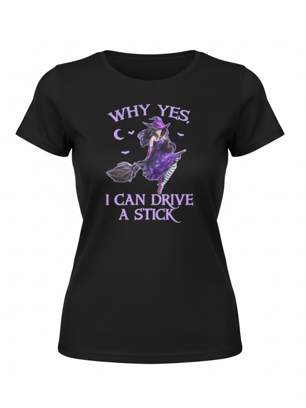 Ladies funny Halloween “I can drive a stick” t-shirt Size L